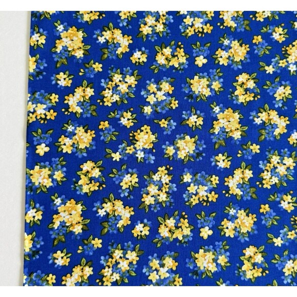 Coordinating Fabric Bundle Blue & Yellow Floral Cotton Quilt Fabric Craft 4yds - Picture 2 of 9